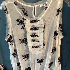 Daniel Rainn Black/White Floral Blouse, Size Large